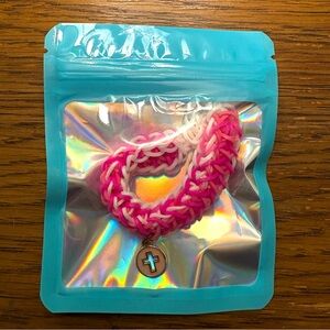 Pink and White Bracelet with Charm